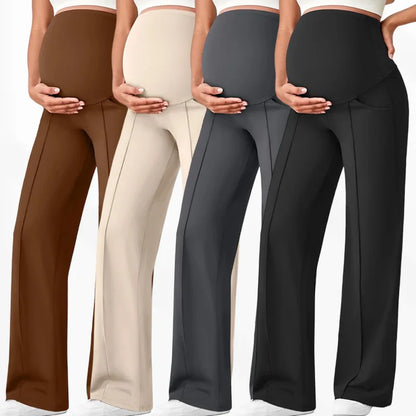 Plus Size Maternity Wide-Leg Pants Natural Color