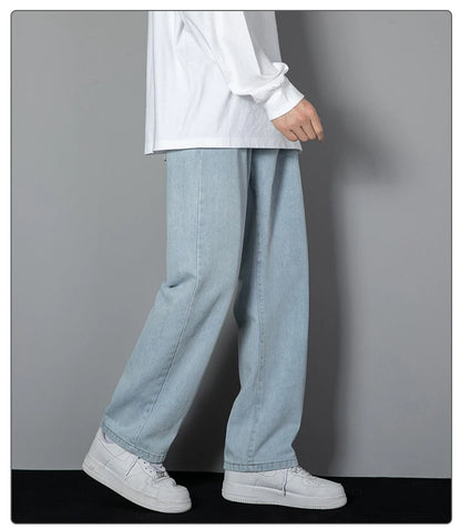 Men's Casual Straight Denim Jeans in Light Blue