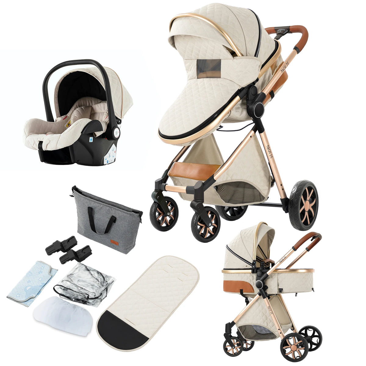 Lightweight 3 in 1 Baby Stroller Travel System