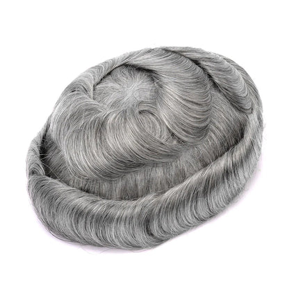 V Loop Silk Base Wavy Toupee for Men 8x10