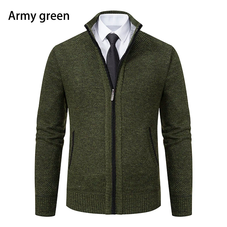Men's Fleece Zipper Cardigan Casual Sports Coat