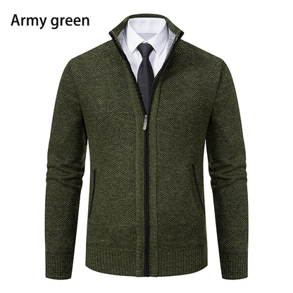 Men's Fleece Zipper Cardigan Casual Sports Coat