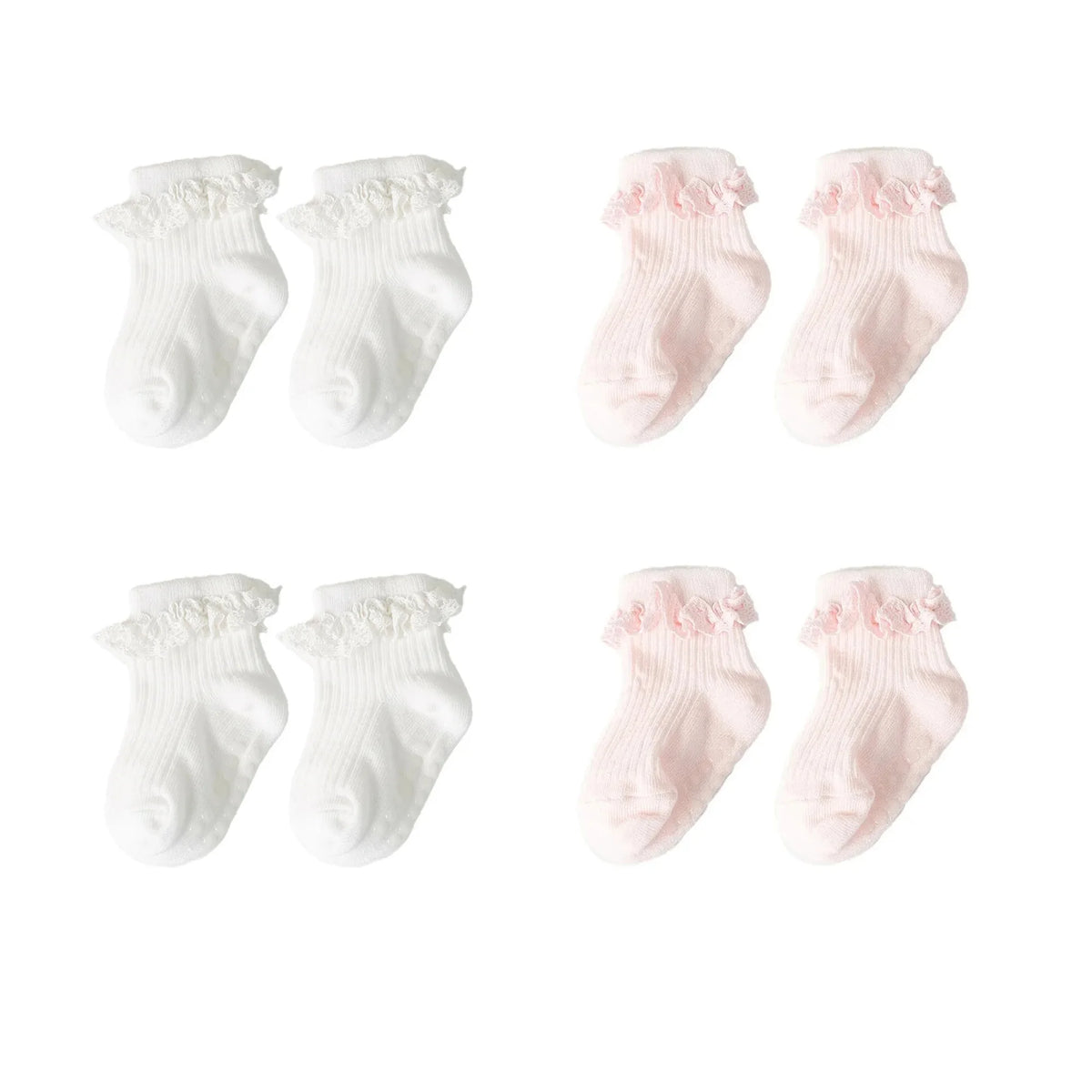 Cotton Lace Socks for Toddler Girls Non-slip Half Knee