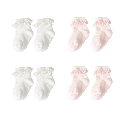 Cotton Lace Socks for Toddler Girls Non-slip Half Knee