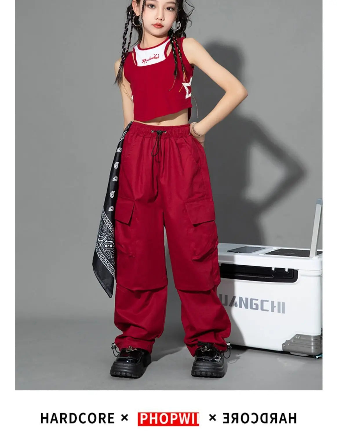 Girls Loose Cargo Pants with Belt for Daily Wear