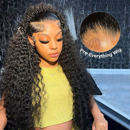 42 Inch Deep Wave Lace Front Human Hair Wig - Natural Color