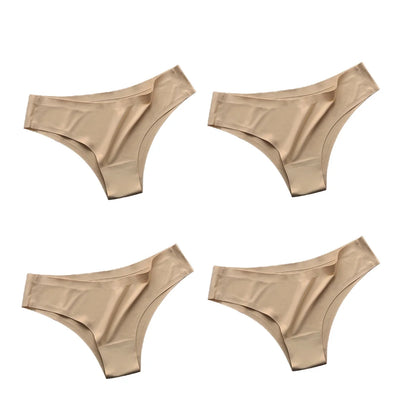 4PCS Seamless Brazilian Panties Cool Ice Silk Low Waist