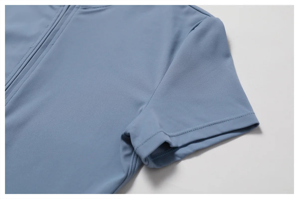 Summer Zipper Short Sleeve Yoga Bodysuit for Women