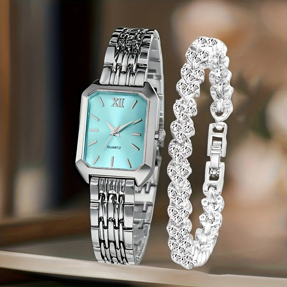 Fashion Rectangle Women Quartz Watch Bracelet Set