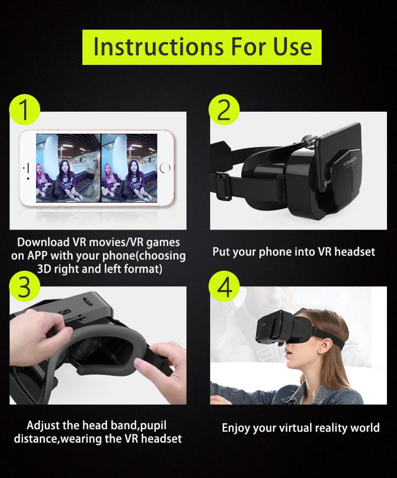 3D Virtual Reality Glasses Headset for Smartphones