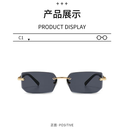Rimless Rectangle Sunglasses for Women and Men