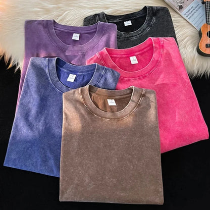 Vintage Cotton Short Sleeve T-Shirt for Women