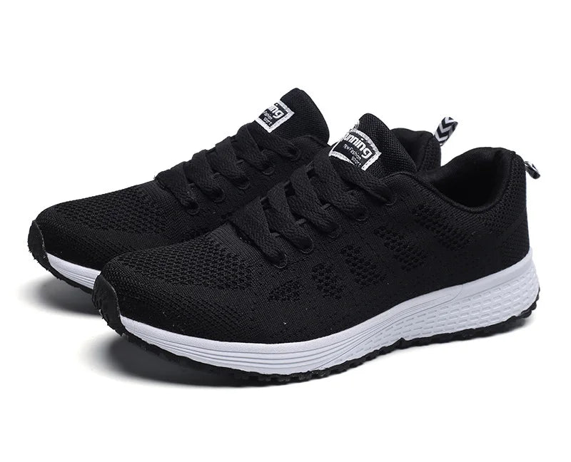 Women Breathable Mesh Flat Sneakers White