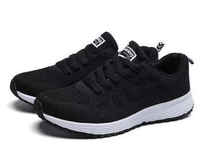 Women Breathable Mesh Flat Sneakers White