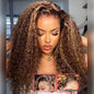 Deep Wave Human Hair Wig Honey Blonde Highlight 5x5 Lace Closure