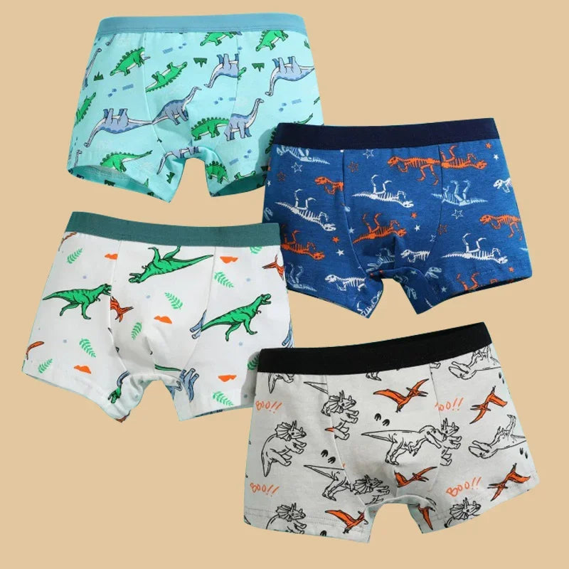 Boys Cotton Boxer Briefs Dinosaur Print Underwear