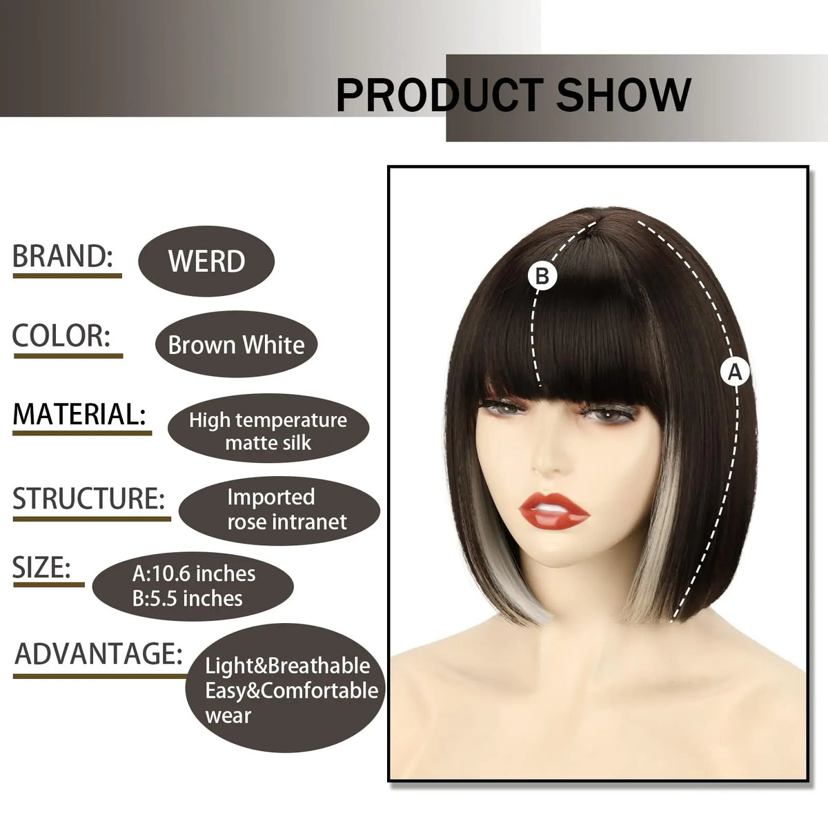 Pink Bob Synthetic Wig with Bangs for Cosplay