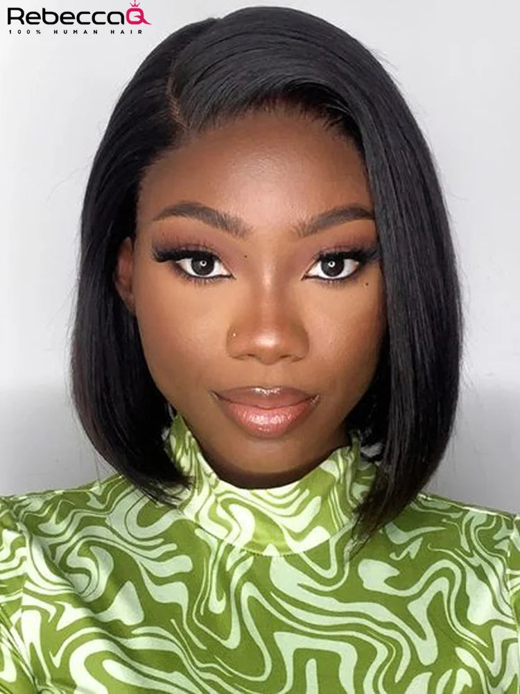 8 Inch Straight Bob Wig 100% Human Hair Natural Black