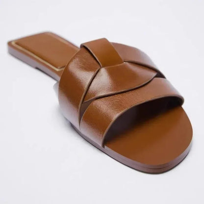 Summer Women's Solid Color Slippers with Buckle