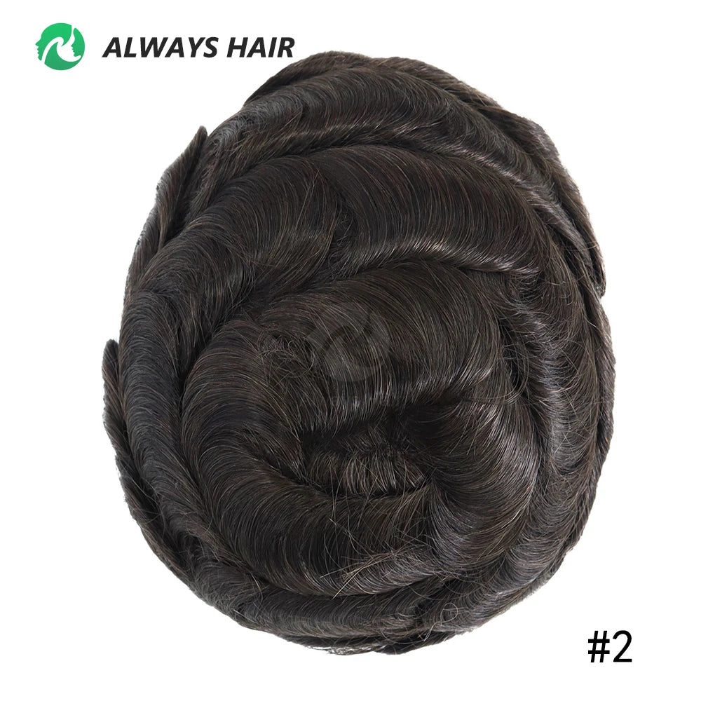 Fine Mono Men Short Toupee 5 Inch Indian Hair System