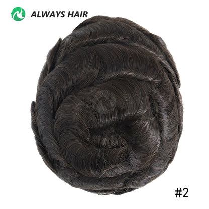 Fine Mono Men Short Toupee 5 Inch Indian Hair System