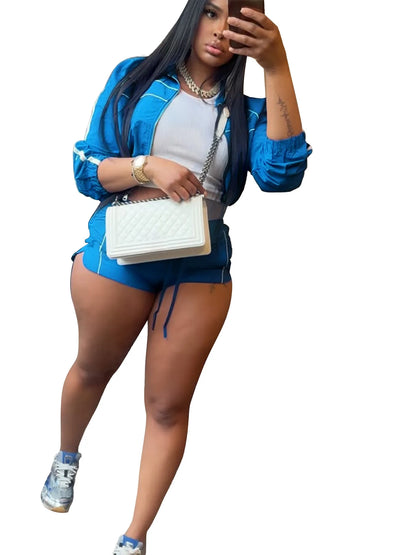 Women's Slim Sporty Tracksuit with Jacket and Shorts