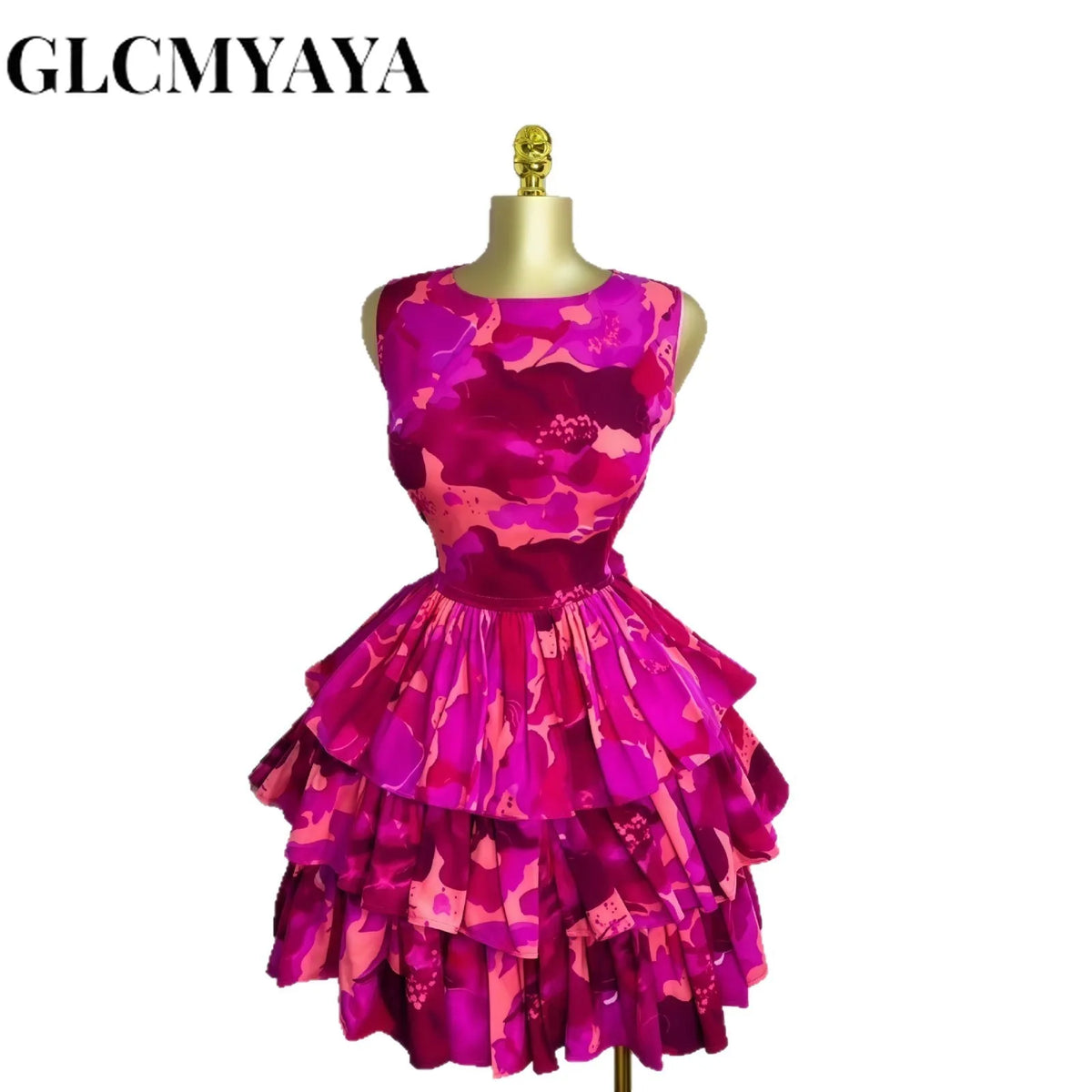 Floral Printed Sleeveless Ball Gown Dress for Women