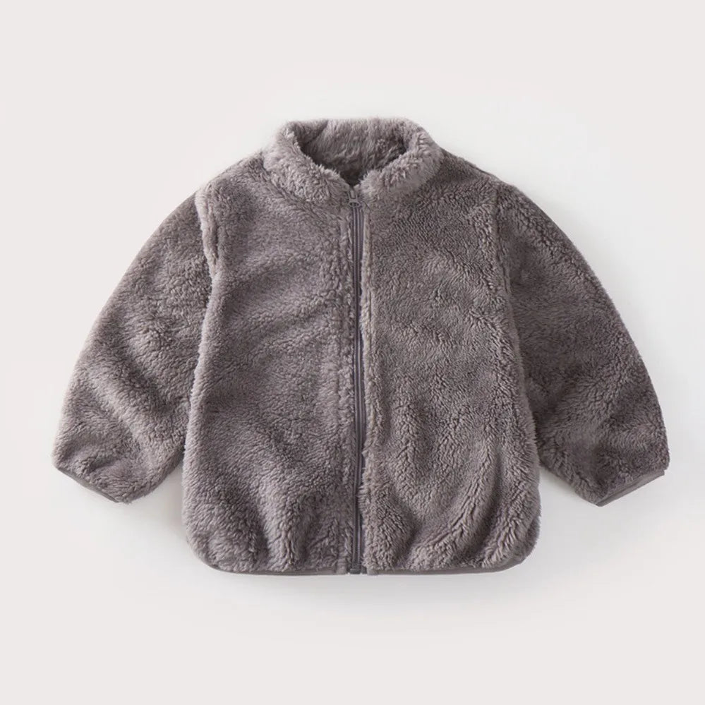 Plush Coat for Children in Solid Color