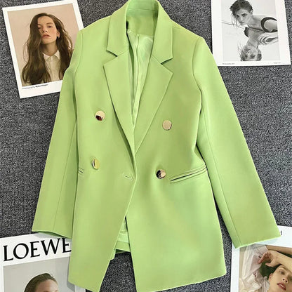 Women Double-Breasted Blazer Casual Suit Jacket