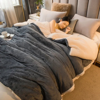 Wool Throw Blanket Double Sided Queen Size Winter Use
