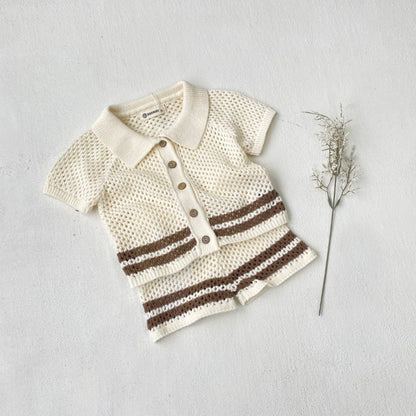 DGUKYM Summer Baby Knitted Sweater Cardigan Set