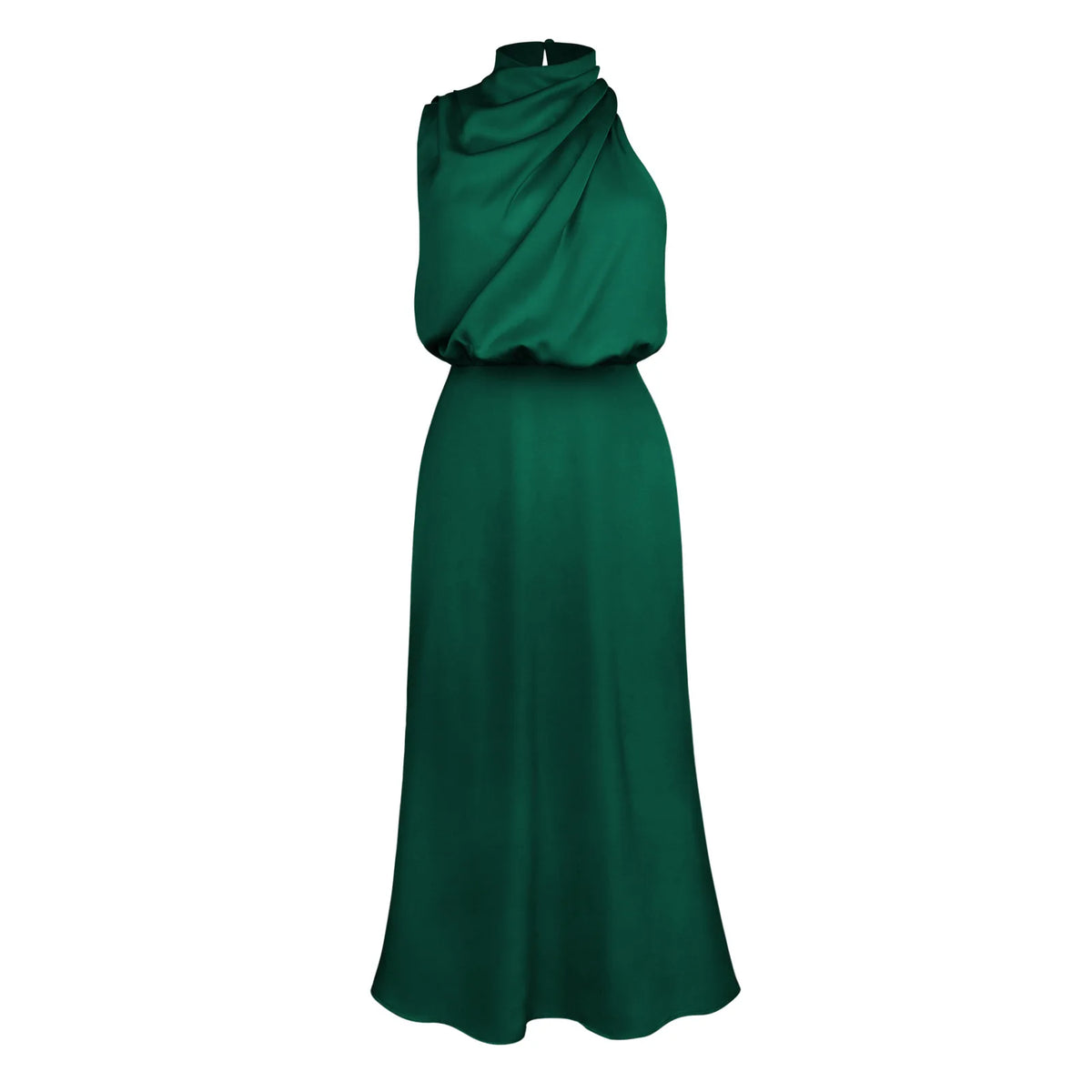 Elegant Silk Satin Sleeveless Long Dress for Women