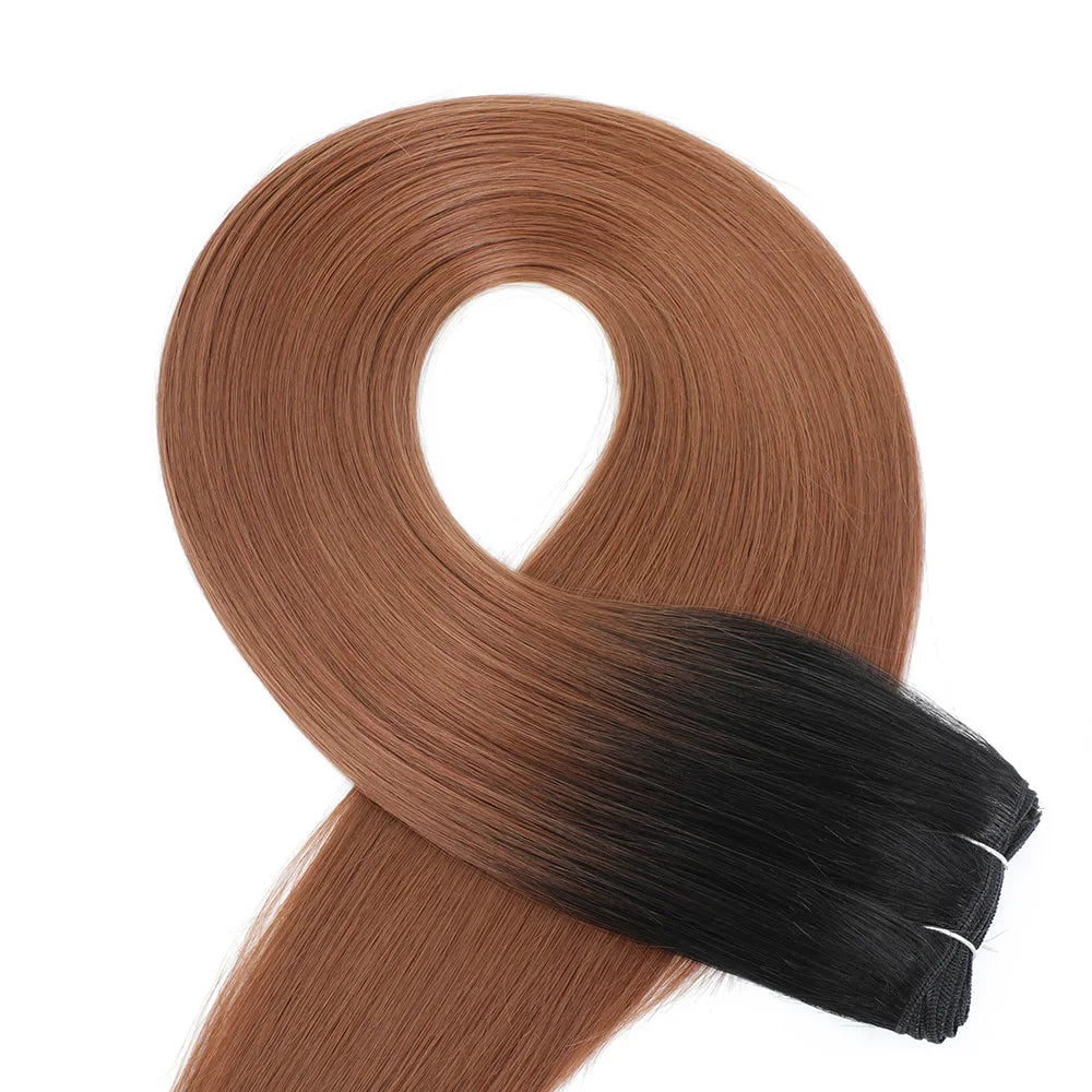 30 Inch Bone Straight Synthetic Hair Bundles Piano Blonde Ombre