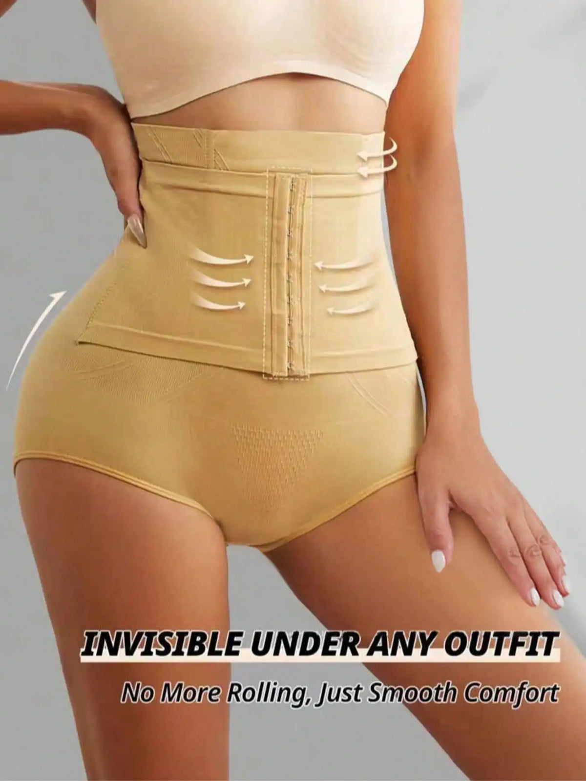 Seamless High Waist Compression Panty Briefs Apricot