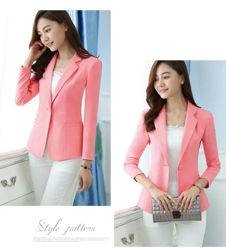 Elegant Pink Women Blazer Office Wear 5XL