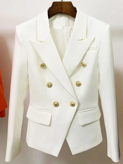 Women's Classic Double Breasted Blazer with Metal Buttons