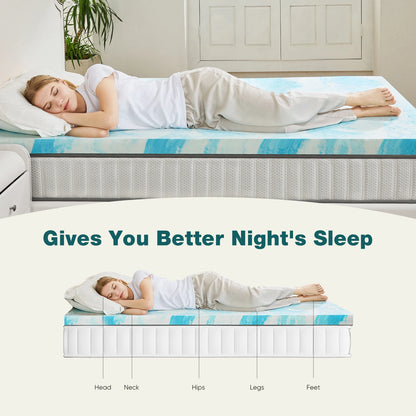 JHK Queen Size Memory Foam Mattress Topper Cooling Gel