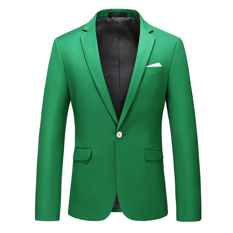 Men's Solid Color Formal Suit Jacket Slim Fit Blazer