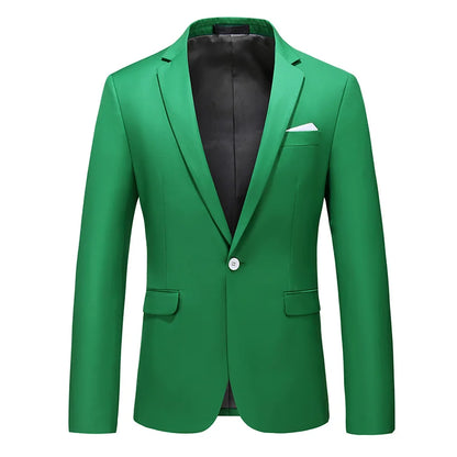 Men's Solid Color Formal Suit Jacket Slim Fit Blazer