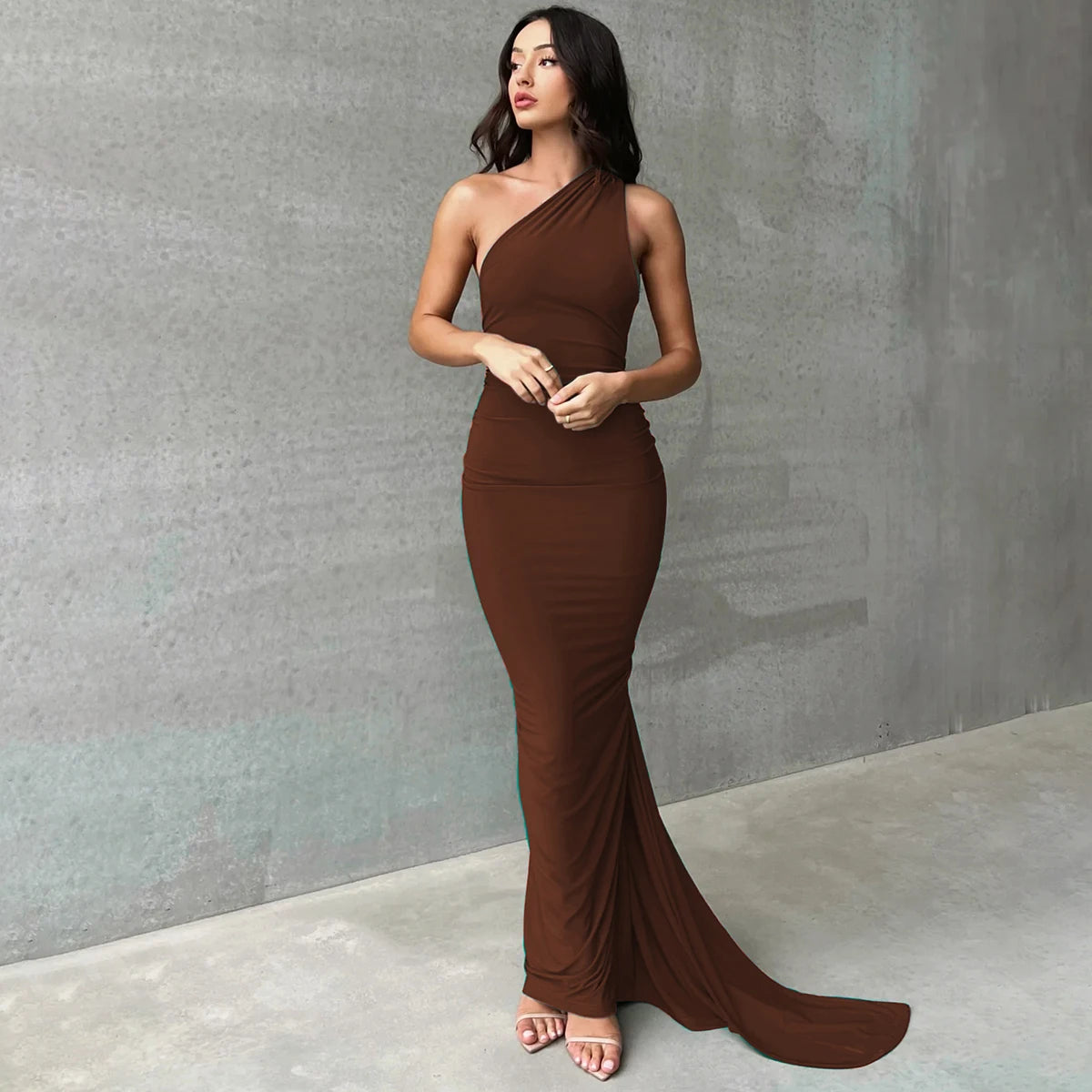 Hugcitar One Shoulder Backless Maxi Dress Women