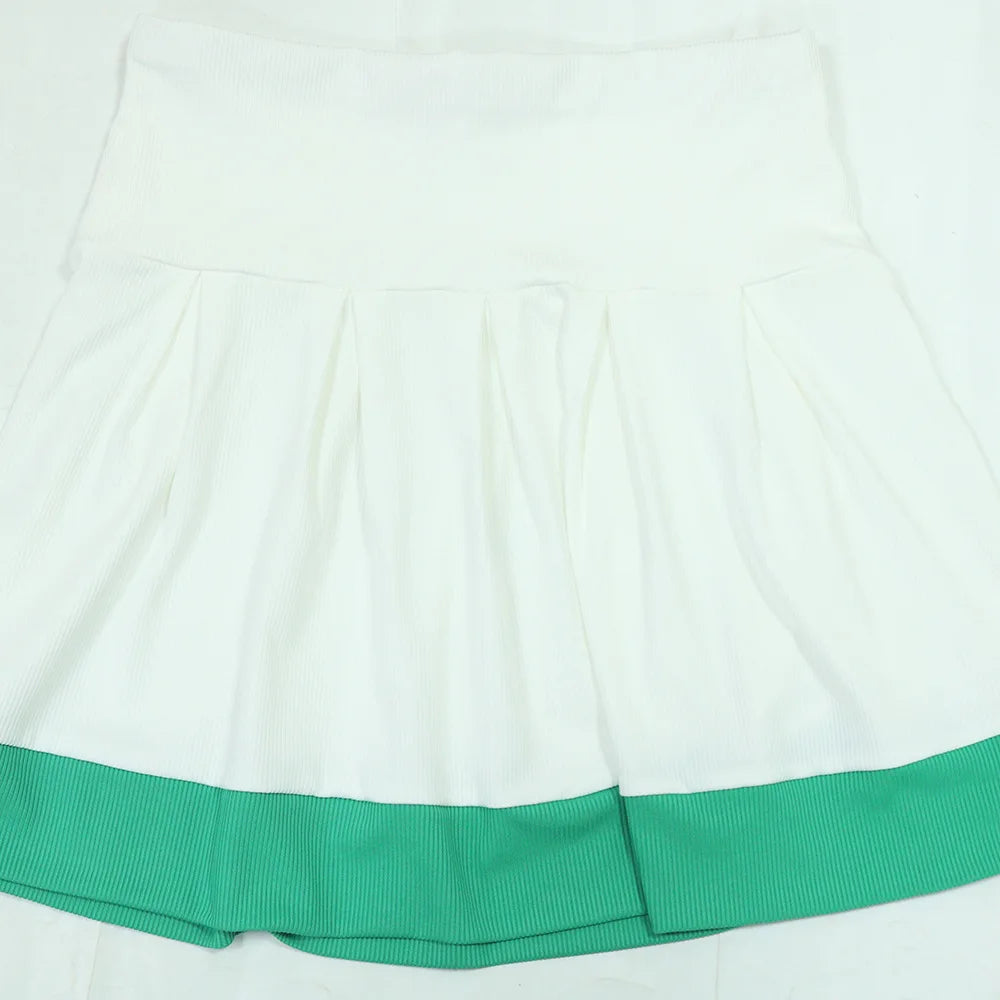 CM.YAYA Women's Sleeveless V-Neck Vest and Pleated Skirt