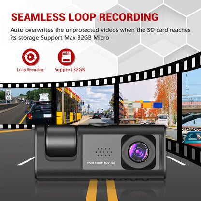 1080P Dash Cam with IR Night Vision and Loop Recording