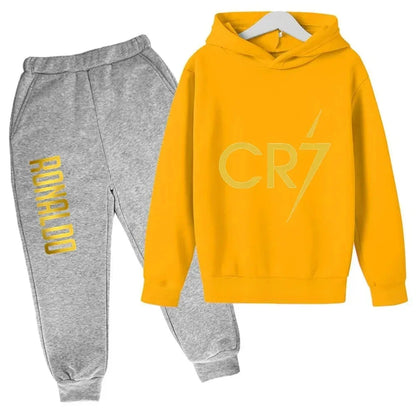 Ronaldo CR7 Print Hoodie and Pants Set for Children
