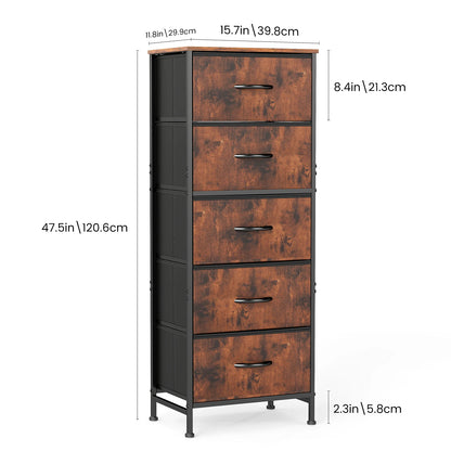 JHK 48 Inch Modern Dresser with 5 Fabric Drawers