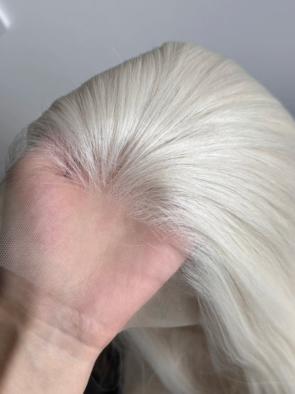 Platinum Lace Front Wig Long Straight White Cosplay Wig