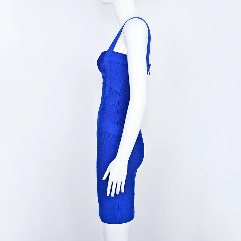 BEAUKEY Blue Mini Bandage Dress for Women XL
