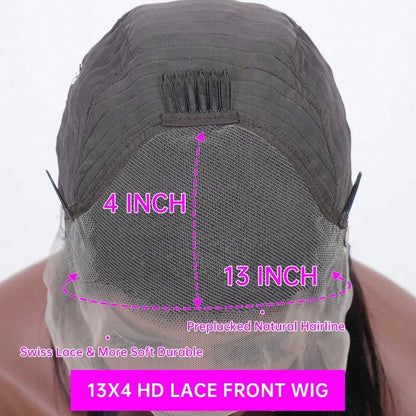 42 Inch Brazilian Deep Wave Human Hair Wig Transparent Lace