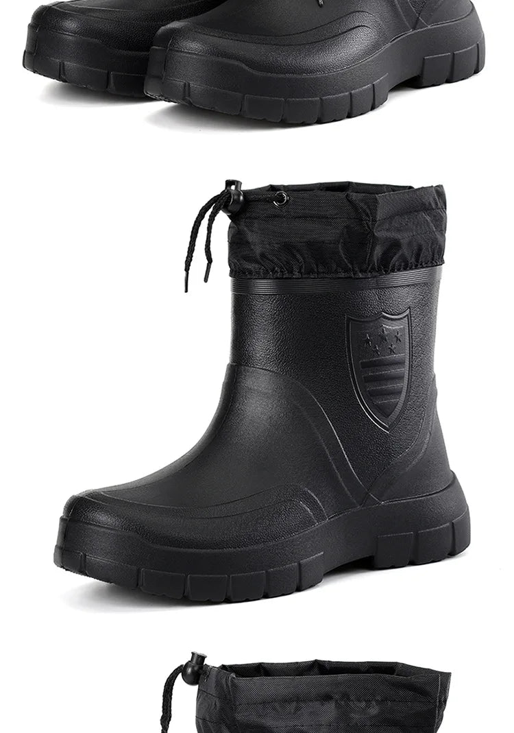 Men's Waterproof Velvet Rain Boots Casual Short Boot