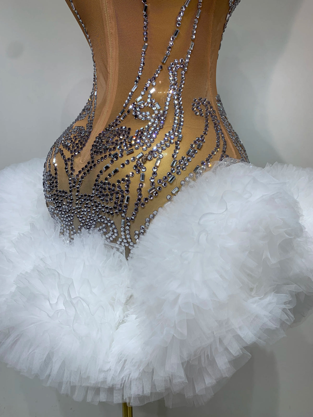 Sexy Rhinestone Mesh Bodycon Mini Dress for Women
