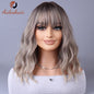 Light Gray Synthetic Wig with Fringe for Daily Use